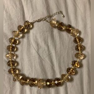 Elegant Golden champagne crystal cut Beaded Necklace